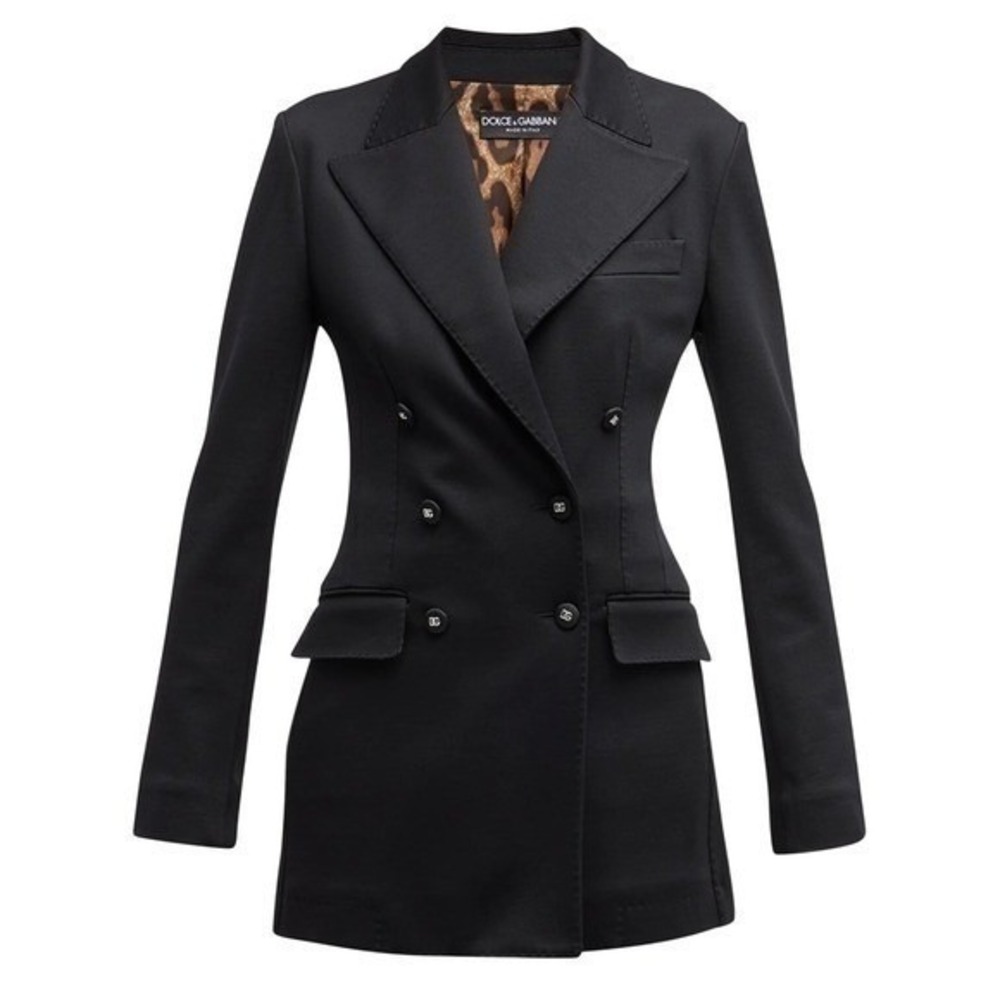 Dolce & Gabbana Milano Rib Double Breasted Jacket Womens Size 10 Glam Luxury
